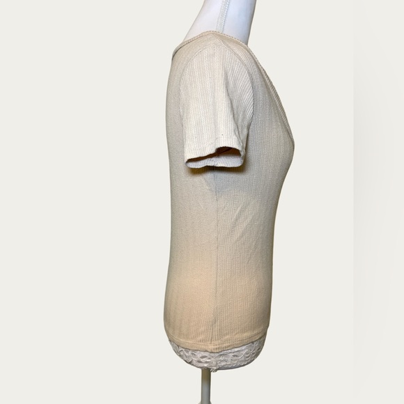 No Boundaries Women’s‎ Cream Knit Top Lace Detail Size Small - Picture 3 of 11